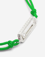 Celestial Balance Zilver Groen Armband met fonkelende zirkonia en handgemaakt groen koord. Luxe heren sieraden.