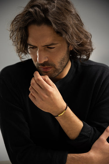 Noirèa Gold-colored Black Bracelet 4mm.