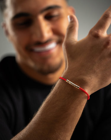 Noirèa Rosé Goudkleurig Rood Armband 3mm, handgemaakte sieraden, luxe heren sieraden, premium kwaliteit sieraden.