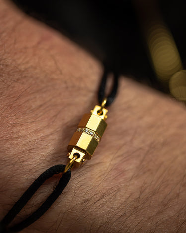 Midnight Lock Zwart Armband Goudkleurig, handgemaakte sieraden, luxe heren sieraden, premium kwaliteit sieraden
