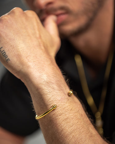 Gold-Colored Bangle Bracelet with Citrine Stone