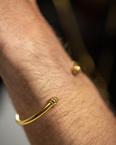 Gold-Colored Bangle Bracelet with Citrine Stone