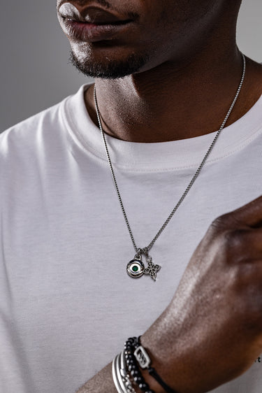 Solar green Eye necklace silver-colored