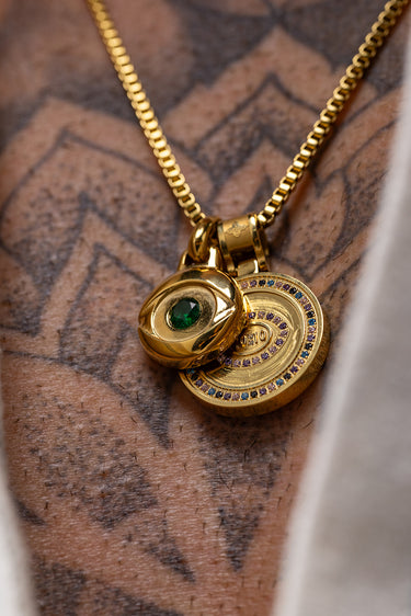 Solar green Eye necklace gold-colored