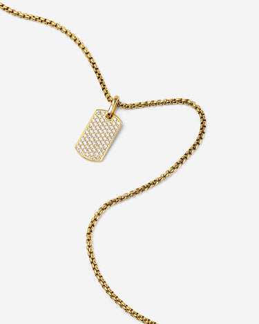 Aurora Pavé Goudkleurig Ketting met fonkelende zirkonia - handgemaakte sieraden voor luxe uitstraling.