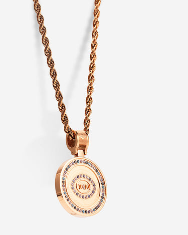 Solar Medallion 10:10 Rosé Goudkleurig Ketting – luxe heren sieraden, handgemaakte sieraden, exclusieve sieraden mannen.