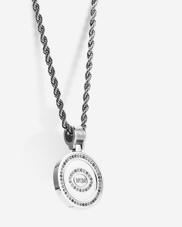 Solar Medallion 10:10 Zilverkleurig Ketting - roanross sieraden, handgemaakte sieraden, luxe heren sieraden.