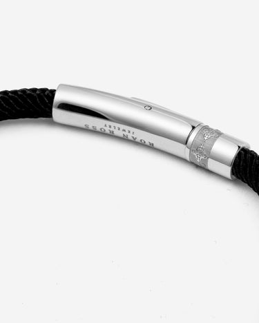 Noirèa silberfarbenes schwarzes Armband 4mm.