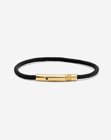 Noirèa Goudkleurig Zwart Armband 3mm - handgemaakte sieraden, luxe heren sieraden, exclusieve sieraden mannen.