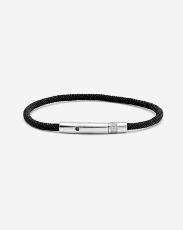 Noirèa Zilverkleurig Zwart Armband 3mm, handgemaakte sieraden, luxe heren sieraden, premium kwaliteit sieraden