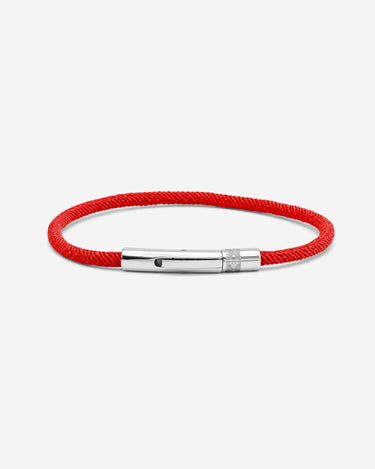Noirèa Zilverkleurig Rood Armband 3mm, handgemaakte sieraden, luxe heren sieraden, premium kwaliteit sieraden.