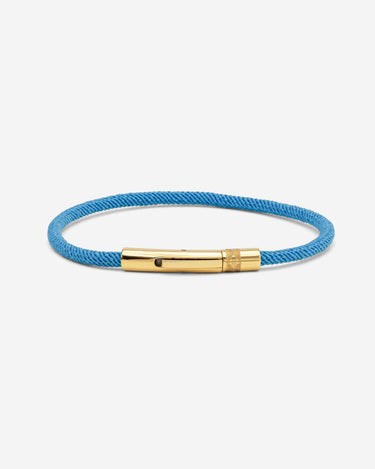 Noirèa Goudkleurig Lichtblauw Armband 3mm - handgemaakte sieraden, luxe heren sieraden, premium kwaliteit sieraden