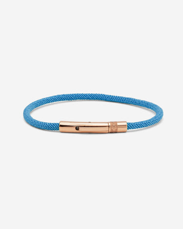 Noirèa Rosé GoudKleurig Lichtblauw Armband 3mm - handgemaakte sieraden, luxe heren sieraden, premium kwaliteit sieraden