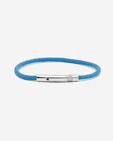 Noirèa Zilverkleurig Lichtblauw Armband 3mm - handgemaakte sieraden, luxe heren sieraden, premium kwaliteit sieraden.