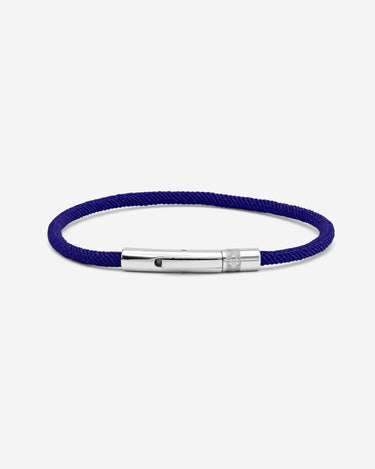Noirèa Zilverkleurig Donkerblauw Armband 3mm, handgemaakte sieraden, luxe heren sieraden.