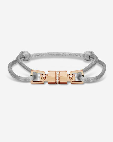 Midnight Lock Grijs Armband Rosè Goudkleurig, handgemaakte sieraden, luxe heren sieraden, exclusieve sieraden mannen.