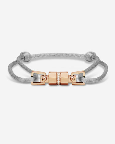 Midnight Lock Grijs Armband Rosè Goudkleurig, handgemaakte sieraden, luxe heren sieraden, exclusieve sieraden mannen.
