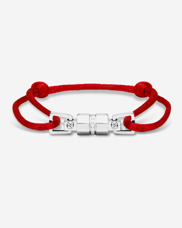 Midnight Lock Rood Armband Zilverkleurig. Handgemaakte sieraden in luxe ontwerp voor mannen.