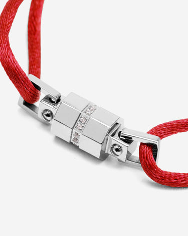 Midnight Lock Rood Armband Zilverkleurig. Handgemaakte sieraden voor de stijlvolle man. Premium kwaliteit armband.