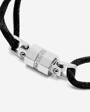 Midnight Lock schwarzes Armband silberfarben. 8mm