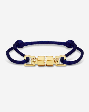 Midnight Lock Donkerblauw Armband Goudkleurig. Handgemaakte sieraden voor luxe heren, premium kwaliteit.