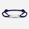 Midnight Lock Donkerblauw Armband Zilverkleurig. Handgemaakte sieraden voor luxe heren. Premium kwaliteit en exclusieve stijl.