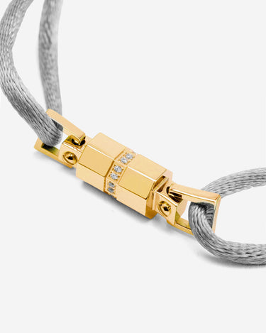 Midnight Lock Grijs Armband Goudkleurig. Handgemaakte sieraden, luxe heren sieraden, premium kwaliteit sieraden.