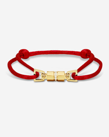 Midnight Lock Rood Armband Goudkleurig. Handgemaakte sieraden, luxe heren sieraden, premium kwaliteit sieraden.