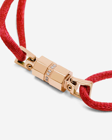 Midnight Lock Rood Armband Rosè Goudkleurig. 6mm. Handgemaakte sieraden, luxe heren sieraden, premium kwaliteit sieraden.