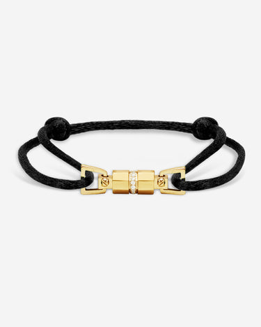Midnight Lock Zwart Armband Goudkleurig. Luxe heren sieraden, handgemaakte sieraden, premium kwaliteit.
