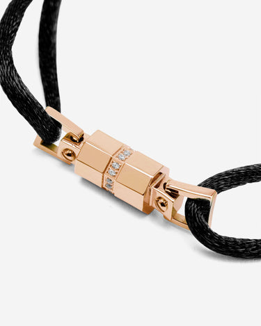 Midnight Lock Zwart Armband Rosè Goudkleurig. Handgemaakte sieraden, luxe heren sieraden, premium kwaliteit sieraden.