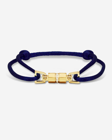 Midnight Lock Donkerblauw Armband Goudkleurig. Handgemaakte sieraden, luxe heren sieraden, premium kwaliteit sieraden.