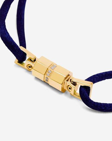 Midnight Lock Donkerblauw Armband Goudkleurig, handgemaakte sieraden, luxe heren sieraden, premium kwaliteit sieraden