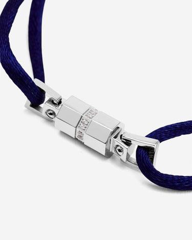 Midnight Lock Donkerblauw Armband Zilverkleurig. Handgemaakte sieraden, luxe heren sieraden, premium kwaliteit sieraden.
