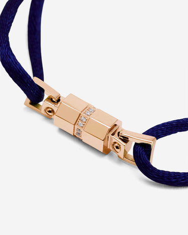 Midnight Lock donkerblauw armband in rosé goudkleurig, handgemaakte luxe heren sieraden van premium kwaliteit.