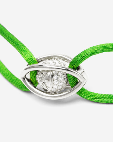 Emerald Guardian Groen Armband, Zilver 10mm met zirconia steen en groene koord, handgemaakte sieraden.