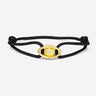 Emerald Guardian Zwart Armband met Goudkleurig oog en zirconia, handgemaakte sieraden, luxe heren sieraden.