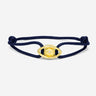Emerald Guardian Donkerblauw Armband met goudkleurig oog en zirconia steen, handgemaakte sieraden