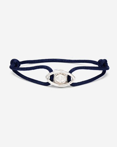 Emerald Guardian Donkerblauwe Armband, Zilver 10mm met zirconia steen en verstelbaar ontwerp.