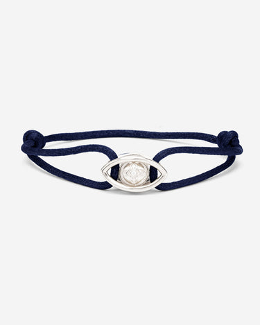 Emerald Guardian Donkerblauwe Armband, Zilver 10mm met zirconia steen en verstelbaar ontwerp.