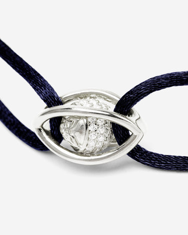 Emerald Guardian Donkerblauwe Armband, Zilver 10mm met zirconia steen en verstelbaar ontwerp.