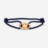 Emerald Guardian Donkerblauw Armband met Rosé Goudkleurig oog en zirconia steen, handgemaakte sieraden.