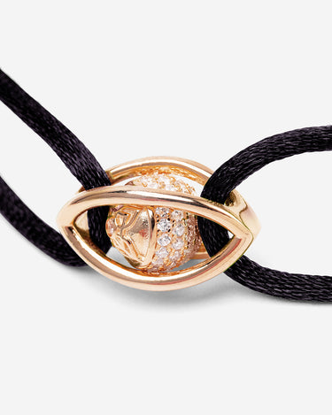 Emerald Guardian Zwart Armband met Rosé Goudkleurig oog en zirconia steen, luxe heren sieraden