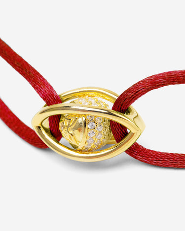 Emerald Guardian Rood Armband, Goudkleurig 10mm met zirconia steen, handgemaakte sieraden.