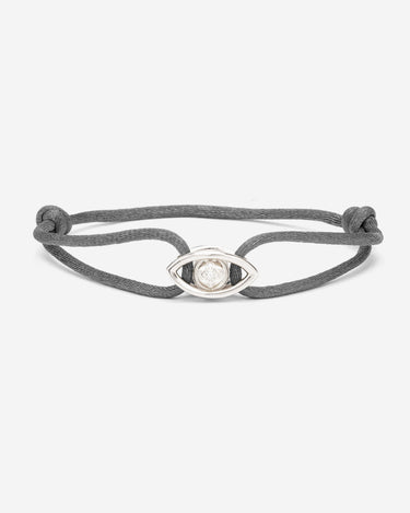 Emerald Guardian Grijs Armband Zilver met zirconia steen, handgemaakte sieraden, luxe heren sieraden.