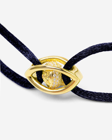 Emerald Guardian Donkerblauw Armband Goudkleurig - handgemaakte sieraden, luxe heren sieraden, premium kwaliteit sieraden.