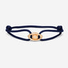 Emerald Guardian Donkerblauw Armband met rosè goudkleurig oog en zirconia steen, handgemaakte sieraden.
