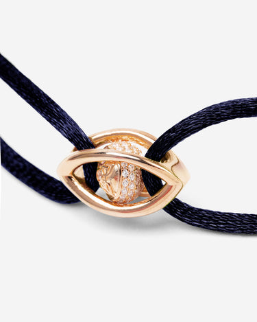 Emerald Guardian Donkerblauw Armband Rosè Goudkleurig met zirconia steen, handgemaakte sieraden, luxe heren sieraden