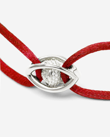 Emerald Guardian Rood Armband Zilver met zilverkleurig oog en zirconia steen, handgemaakte sieraden, luxe heren sieraden.