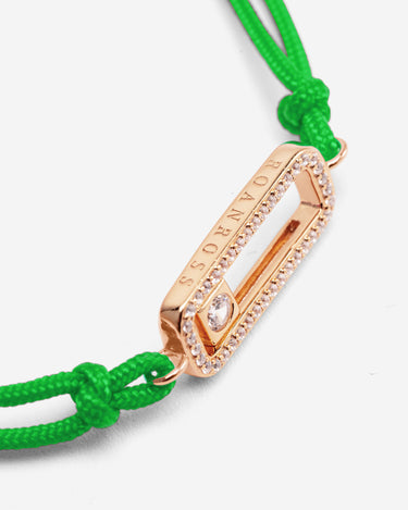 Celestial Balance Rosé Goud Groen Armband met zirkonia en luxe groene band. Handgemaakte sieraden in premium kwaliteit.